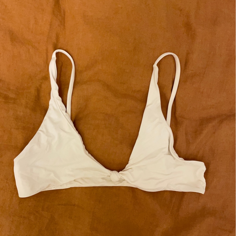 Toast Swim White Knotted Bikini Top